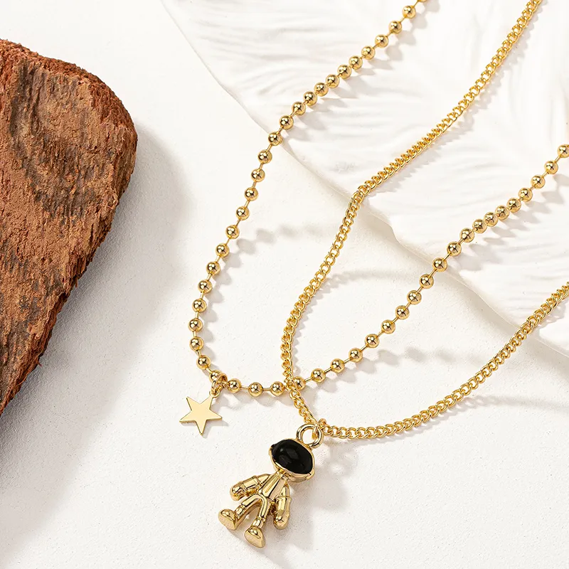 Cosmic Duo – Layered Star and Charm Necklace Set
