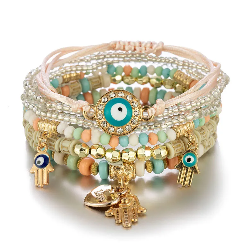 Boho Charm – Multi-Layered Beaded Bracelet Set