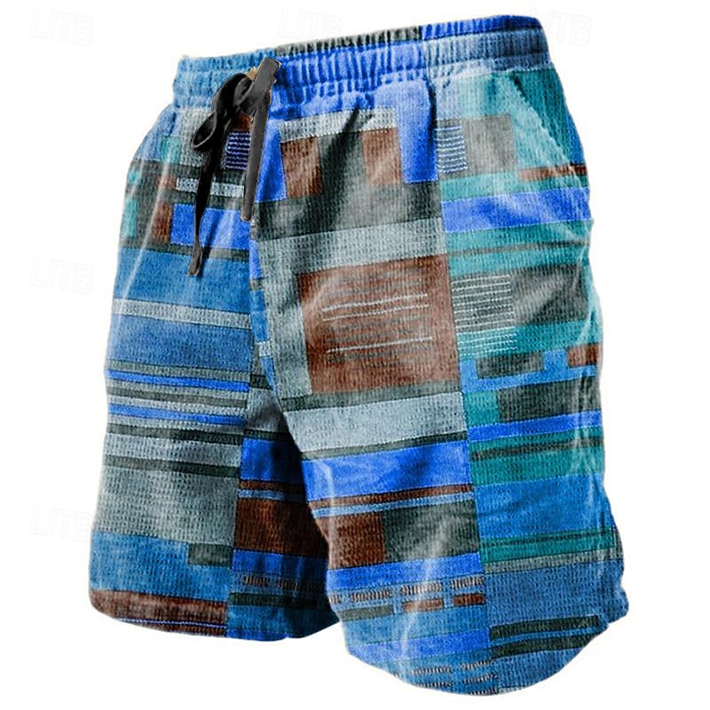 3D Print Beach Shorts Geometric Stripe Design