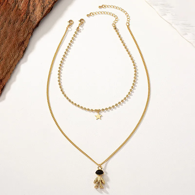 Cosmic Duo – Layered Star and Charm Necklace Set