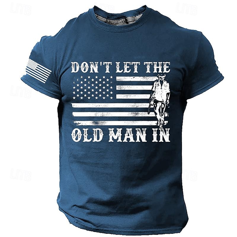 Graphic American Flag Retro Vintage 3D Print Tee Casual Street Style