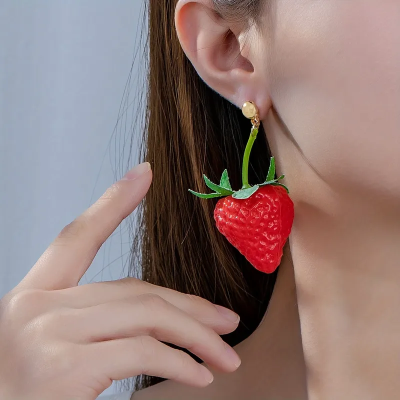 Charming Strawberry Drop Earrings