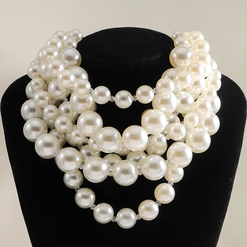 Luxe Layers – Oversized Faux Pearl Statement Necklace