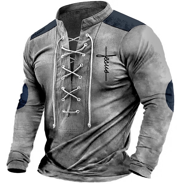 Faith Graphic Print Henley Shirt Casual Vacation Style