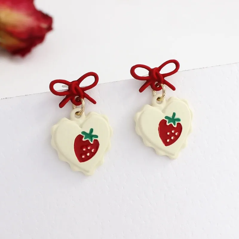 Charming Strawberry Heart Earrings