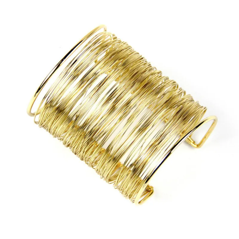 Stacked Glam – Metallic Coil Cuff Bracelet