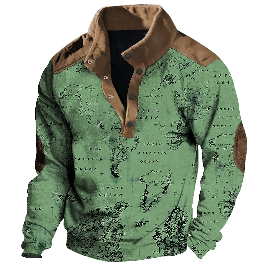 Nautical Map Graphic Hoodie Vintage 3D Print Sweatshirt