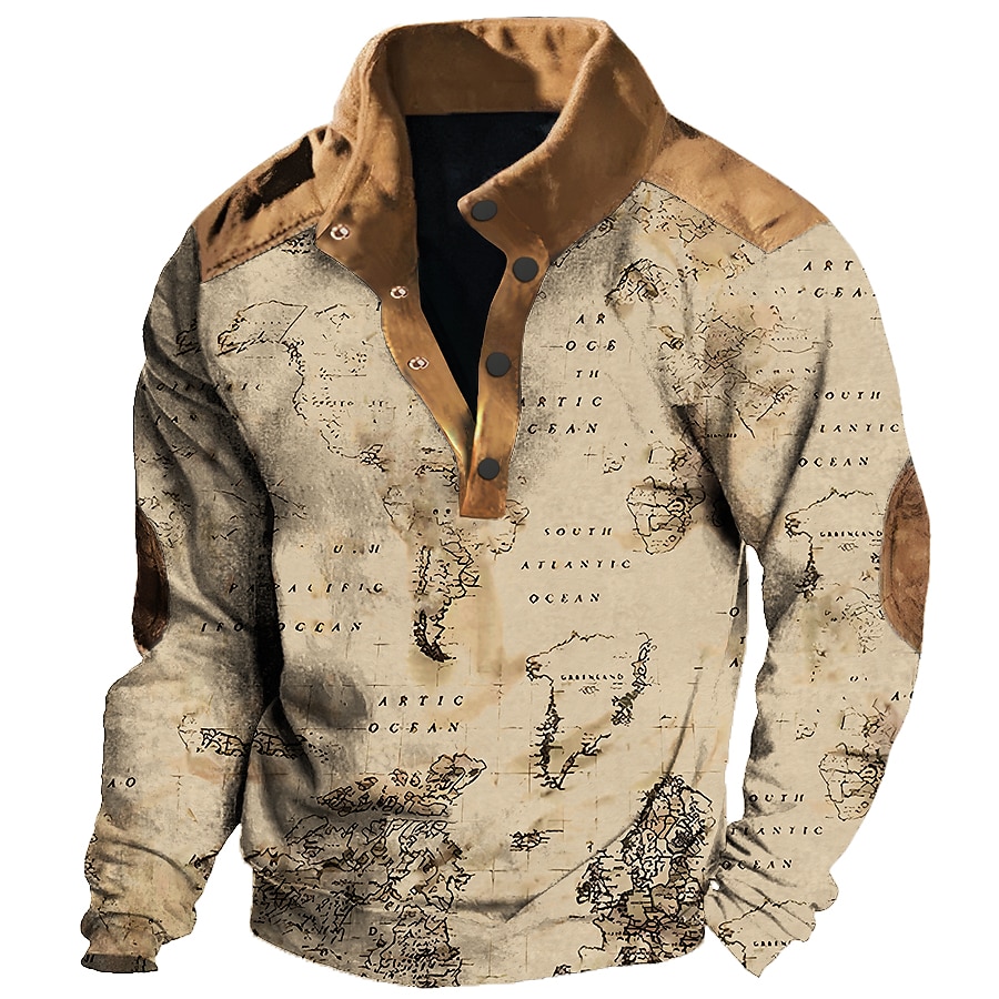 Nautical Map Graphic Hoodie Vintage 3D Print Sweatshirt