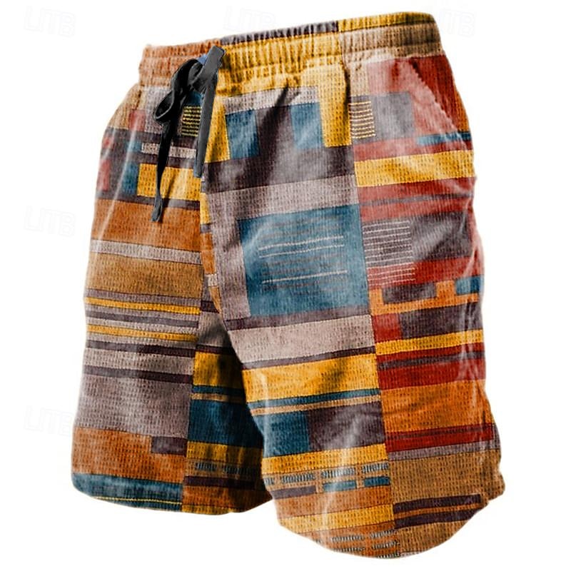 3D Print Beach Shorts Geometric Stripe Design