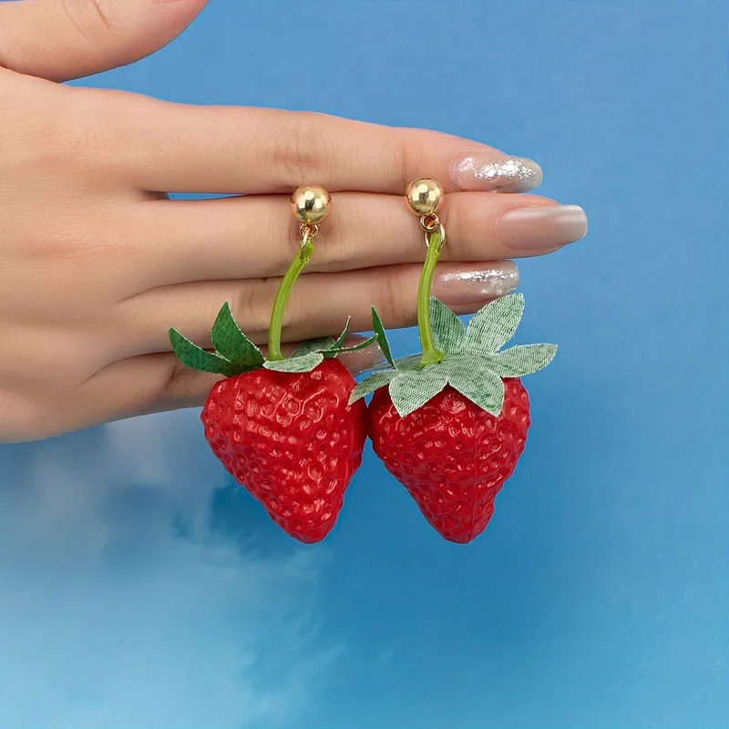 Charming Strawberry Drop Earrings