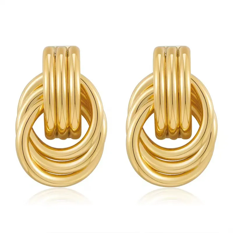 Solid Color Plated Ear Studs Simple Minimalist Style